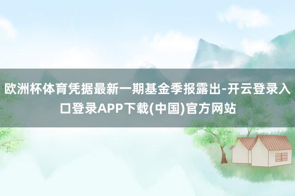 欧洲杯体育凭据最新一期基金季报露出-开云登录入口登录APP下载(中国)官方网站