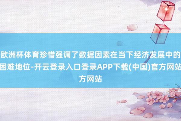 欧洲杯体育珍惜强调了数据因素在当下经济发展中的困难地位-开云登录入口登录APP下载(中国)官方网站