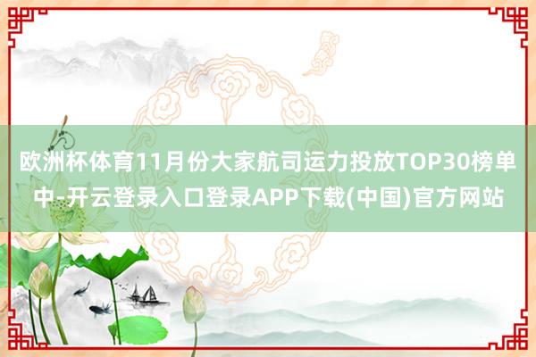 欧洲杯体育11月份大家航司运力投放TOP30榜单中-开云登录入口登录APP下载(中国)官方网站