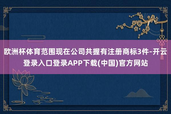 欧洲杯体育范围现在公司共握有注册商标3件-开云登录入口登录APP下载(中国)官方网站